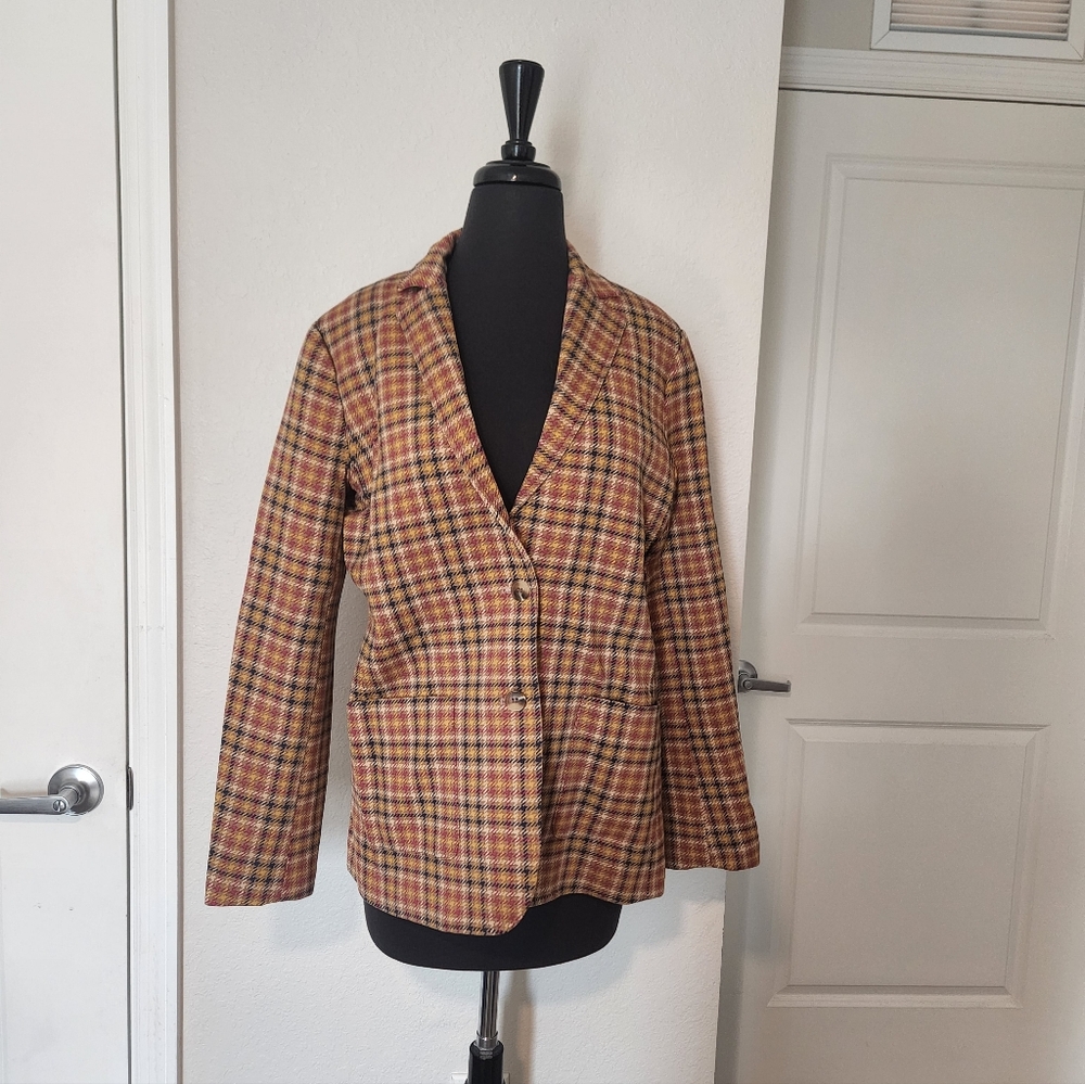 J. McLaughlin Brown Plaid Blazer